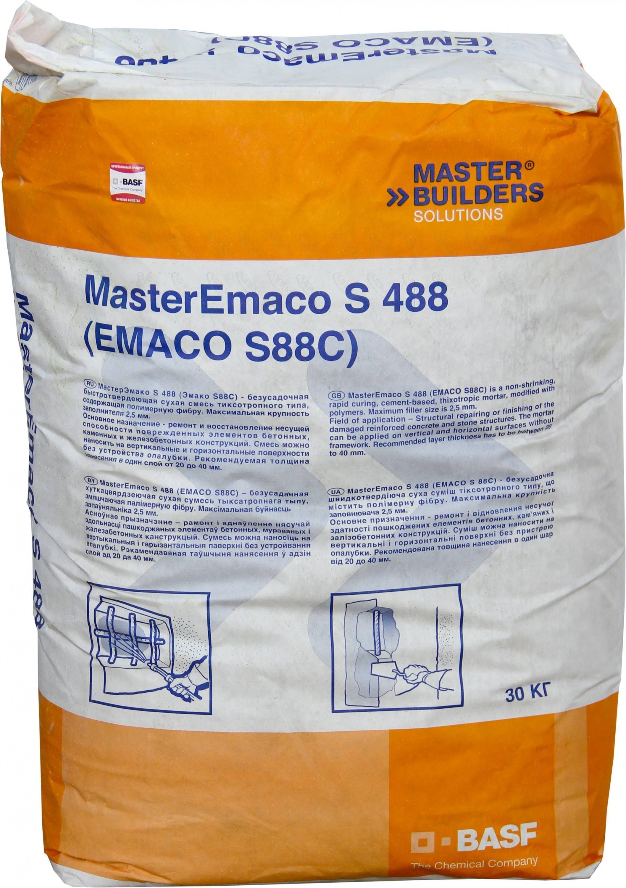 Emaco - ремонтная смесь: технические характеристики сухого полимерцементного материала emaco s88c и masteremaco s 466