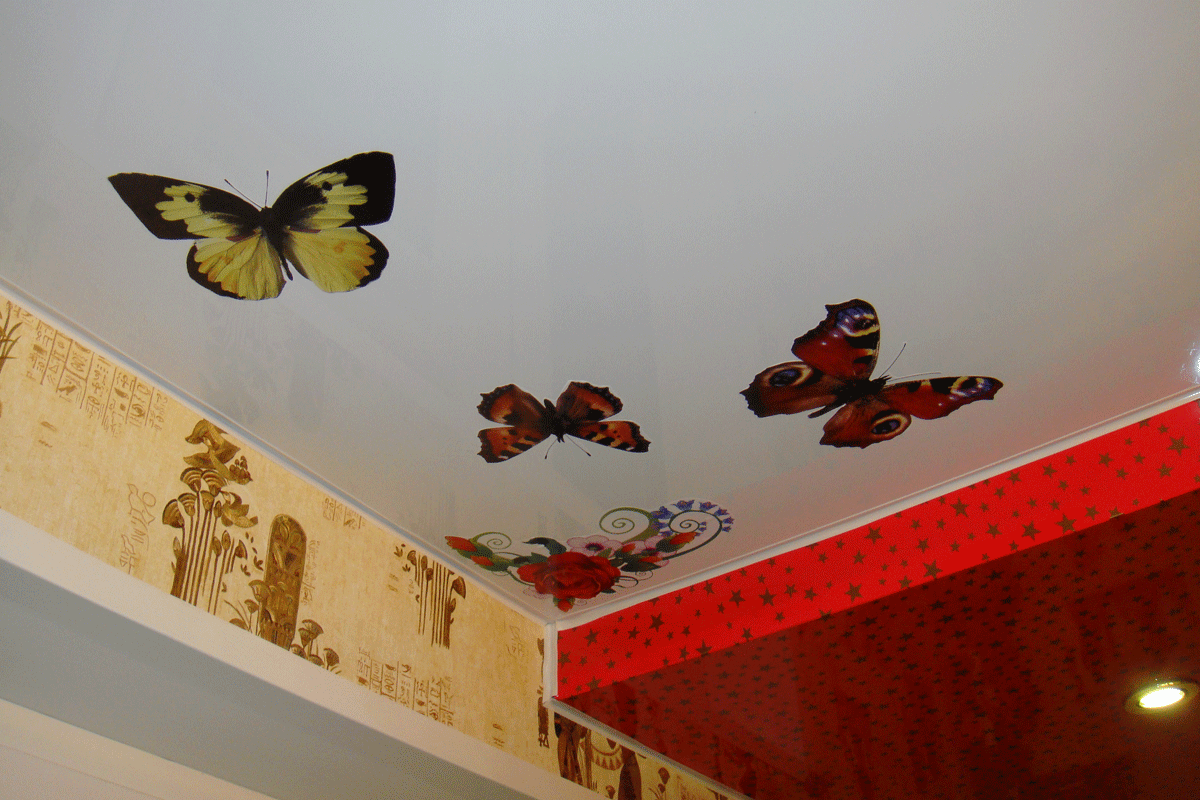 Декоративные виниловые наклейки на натяжной потолок - просто и креативно