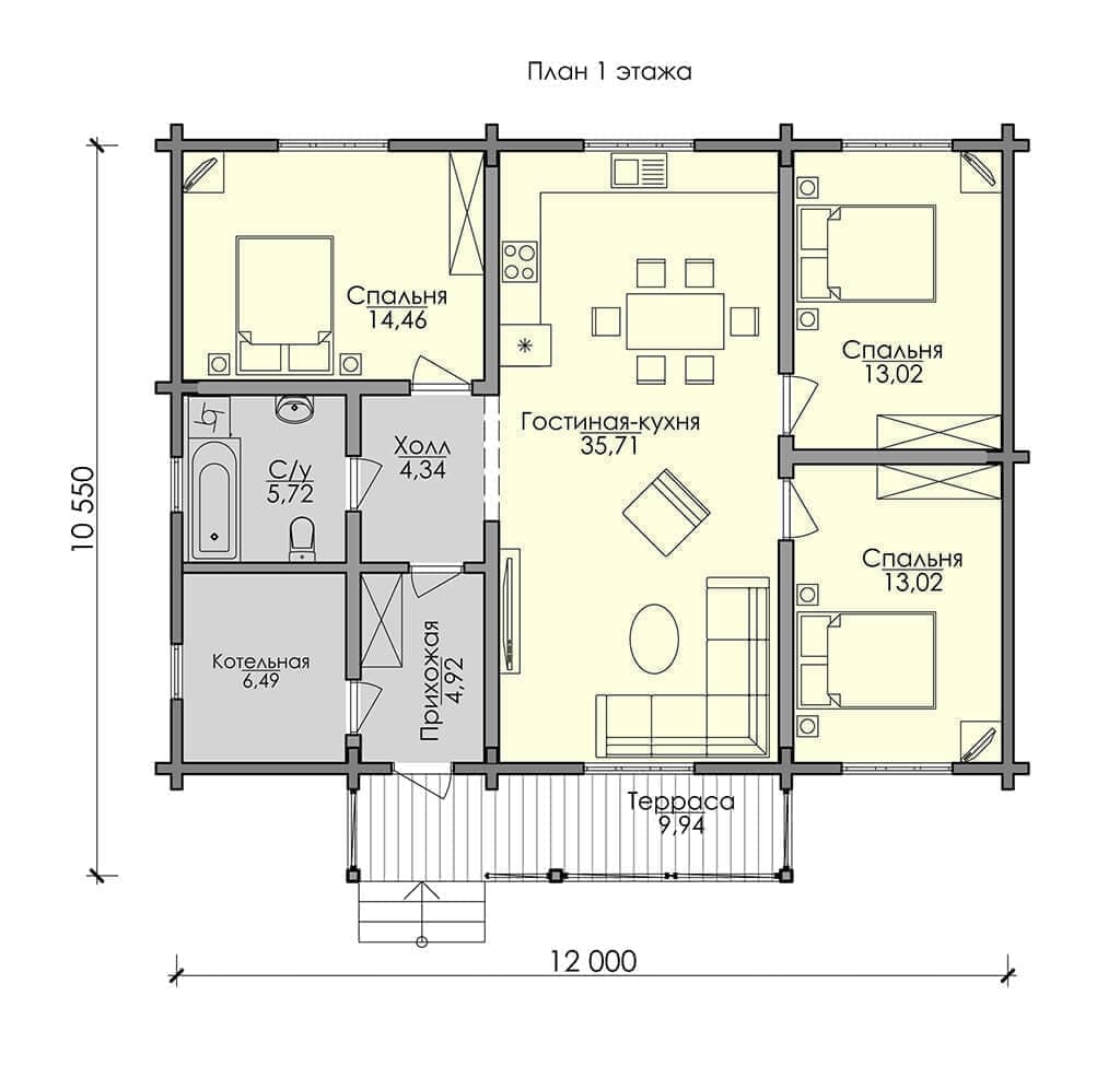 Чертежи и схемы строительства одноэтажных домов из бруса: детальный взгляд на вопрос