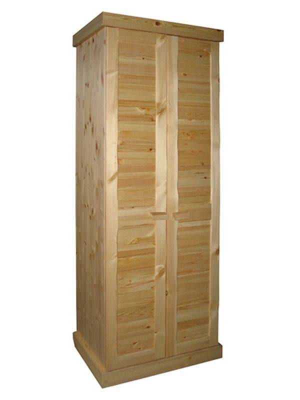 Шкафы из массива сосны: однодверный деревянный шкаф с полками, неокрашенная одностворчатая мебель для одежды