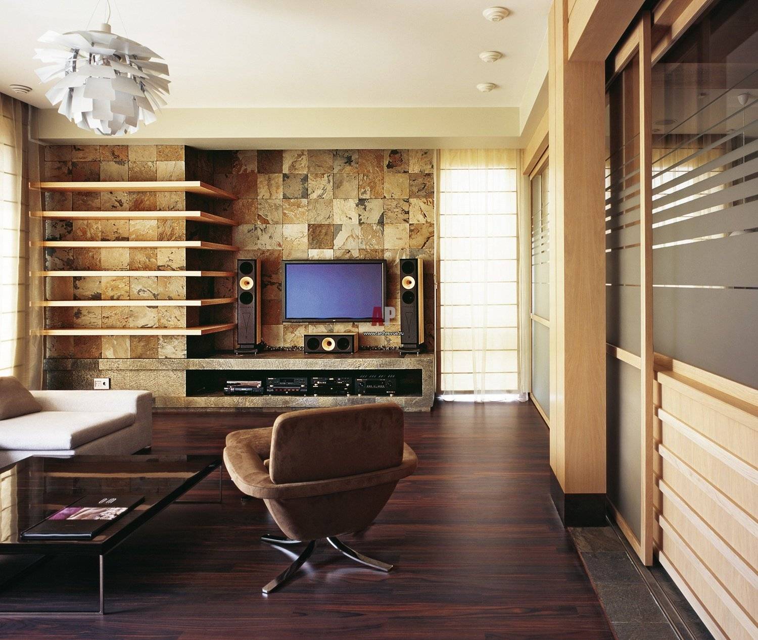 Отделка гостиной комнаты — фото в современном стиле — портал о строительстве, ремонте и дизайне