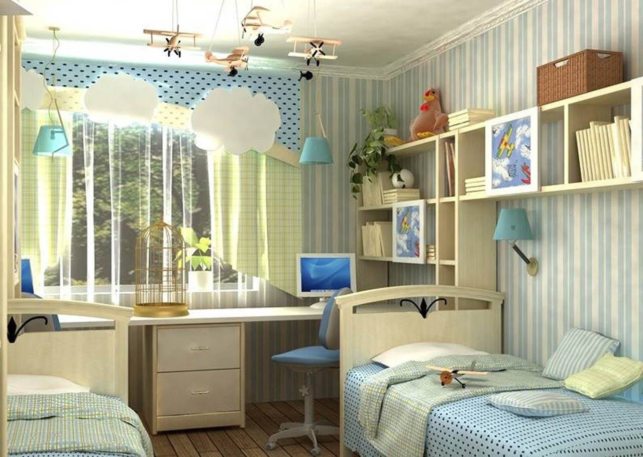 Детская комната для двоих детей: варианты планировки и фото ярких интерьеров