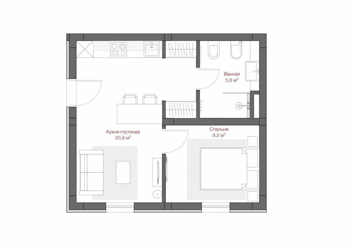 Квартира студия: фото, интерьер и планировка в 75 примерах