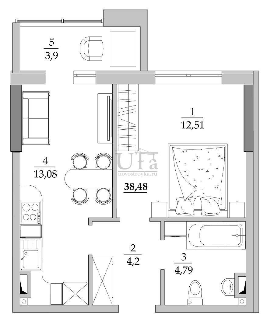 Планировки 1 комнатной кв