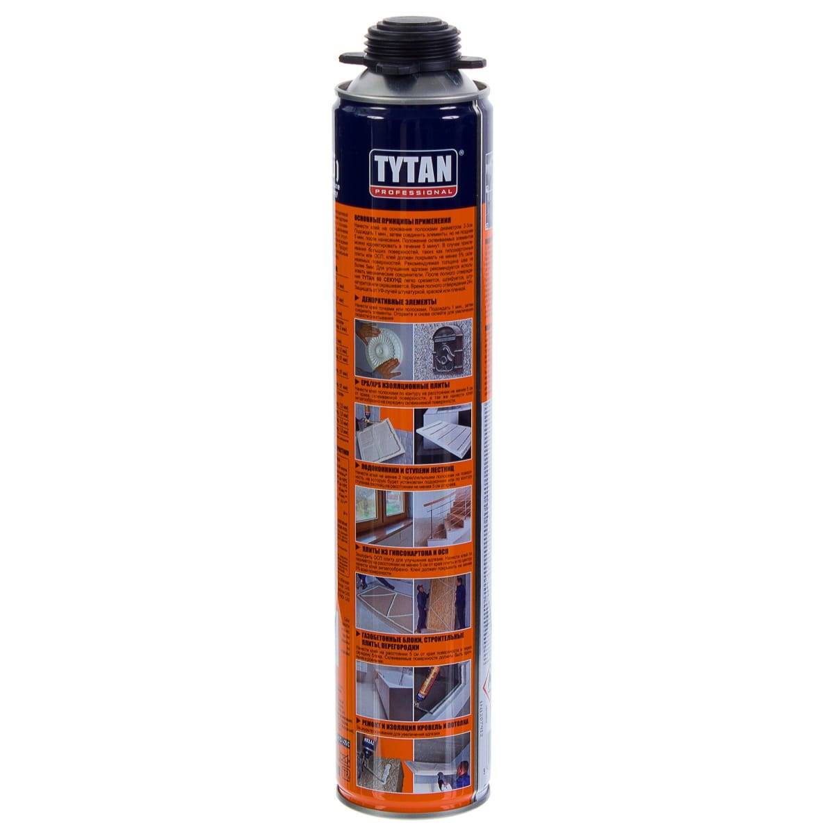 Монтажная пена tytan: клей-пена «60 секунд», профессиональный противопожарный материал, характеристики зимнего состава