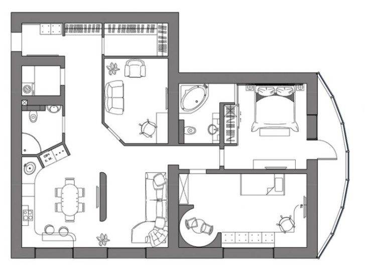 Дизайн квартиры 65 кв. м. - перепланировка, интерьер и лучшие проекты (85 фото)