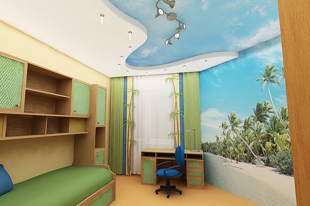 Потолок в детской комнате – варианты оформления