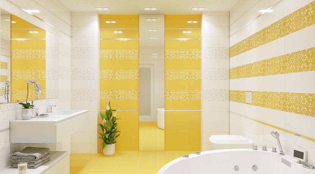 Желтая плитка: яркие акценты в дизайне интерьера
