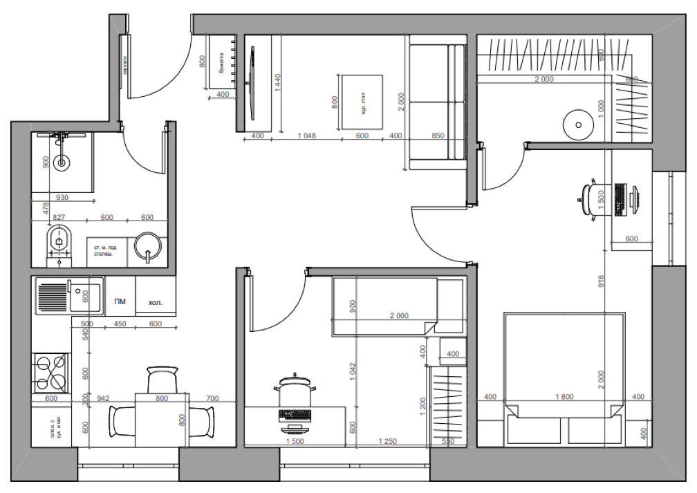 ???? дизайн двухкомнатной хрущёвки: выбор планировки, дизайн кухни, спальни и гостиной