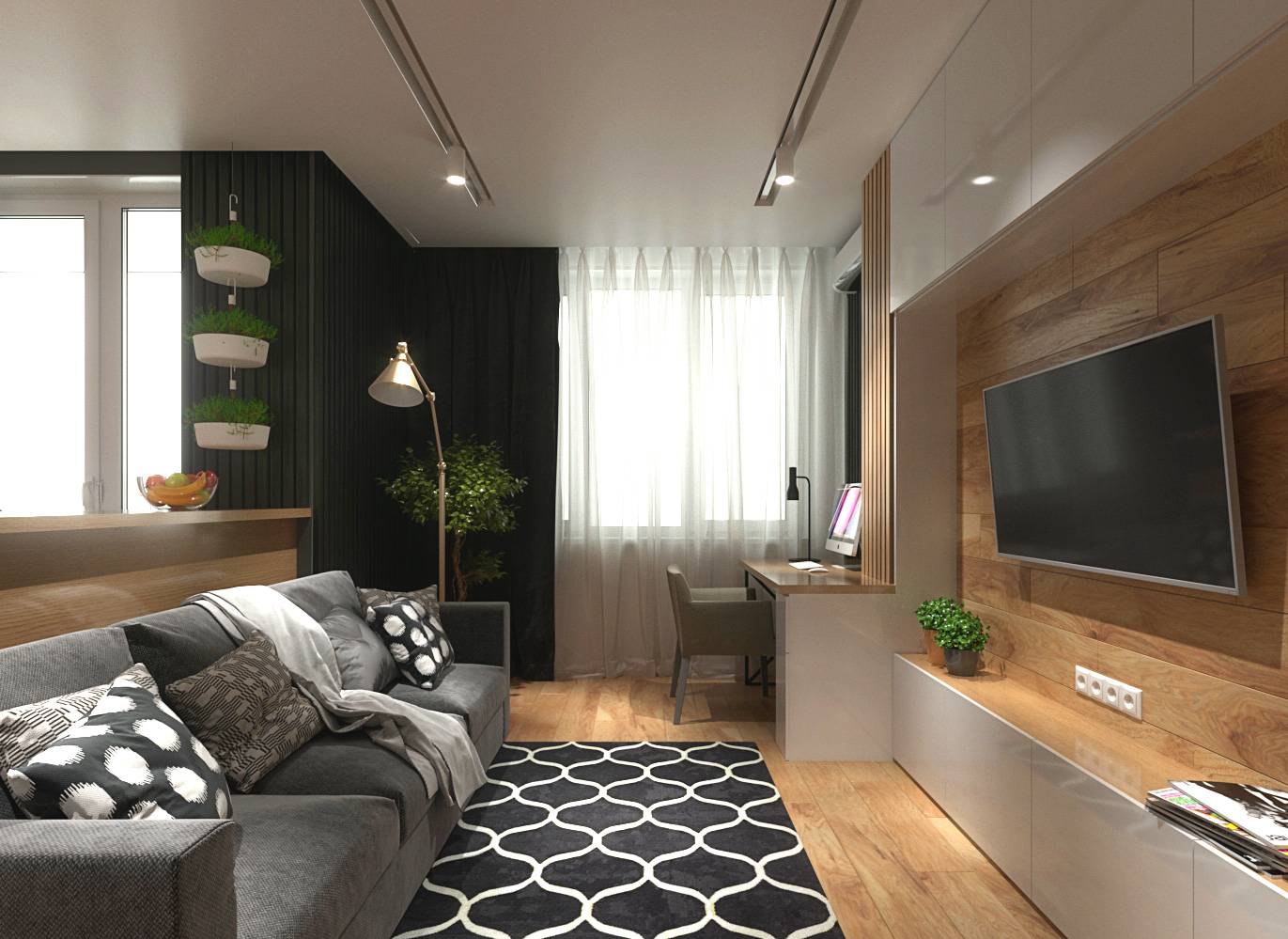 Дизайн проект однокомнатной квартиры: 5 готовых вариантов