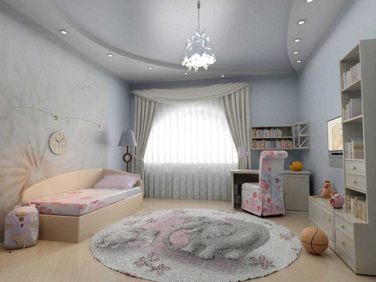 Потолок в детской комнате для девочки - из гипсокартона своими руками