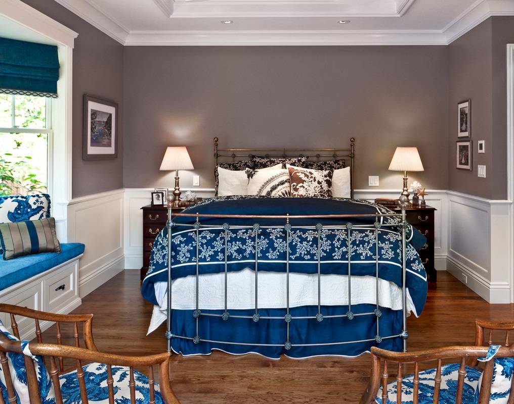 Спальня в синем цвете дизайн фото