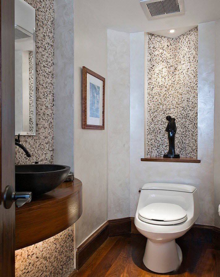 Дизайн интерьера туалета: внешний вид, зрительное расширение, совмещенный с ванной, унитаз, ванна или душевая кабина, другая сантехническа, мебель, отделка | ileds.ru