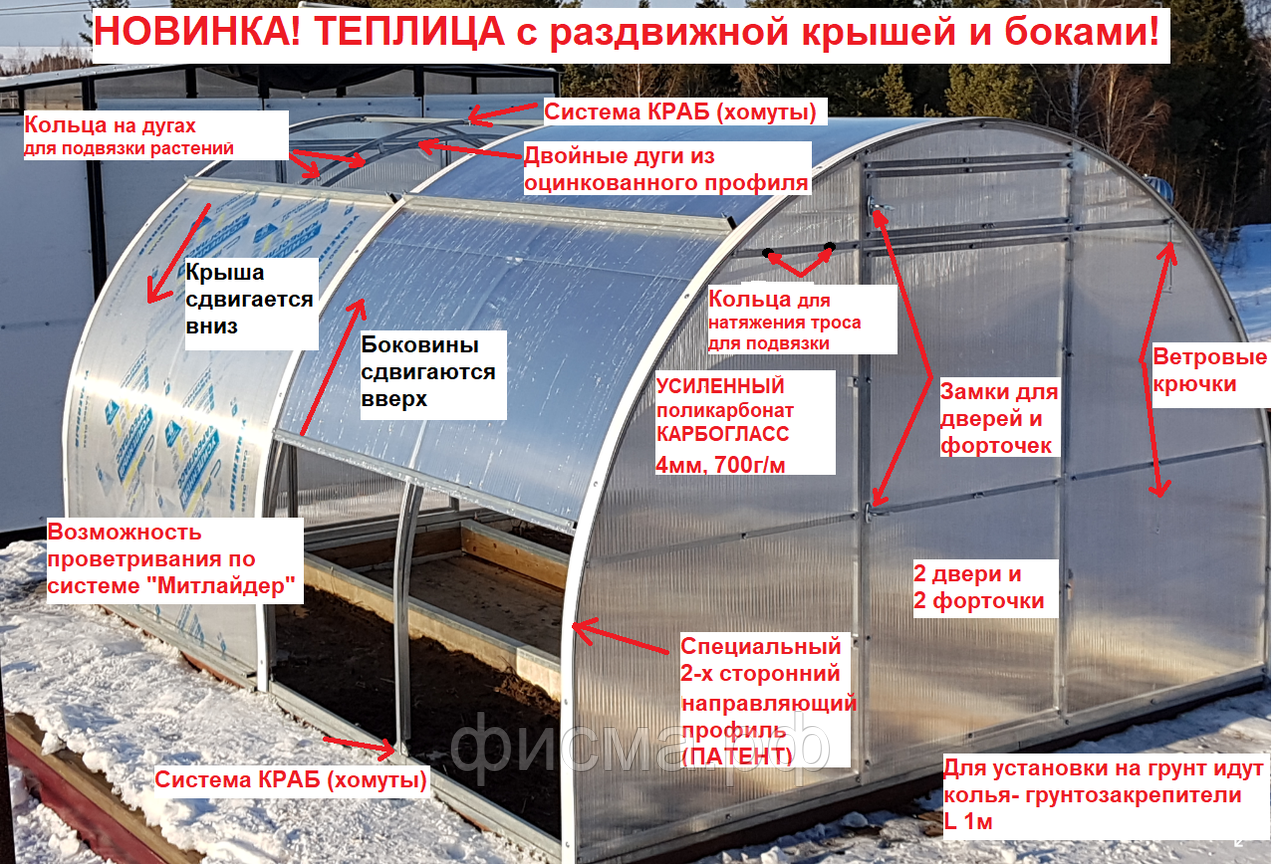 Теплица со съемным или открывающимся верхом: строим теплицу-кабриолет