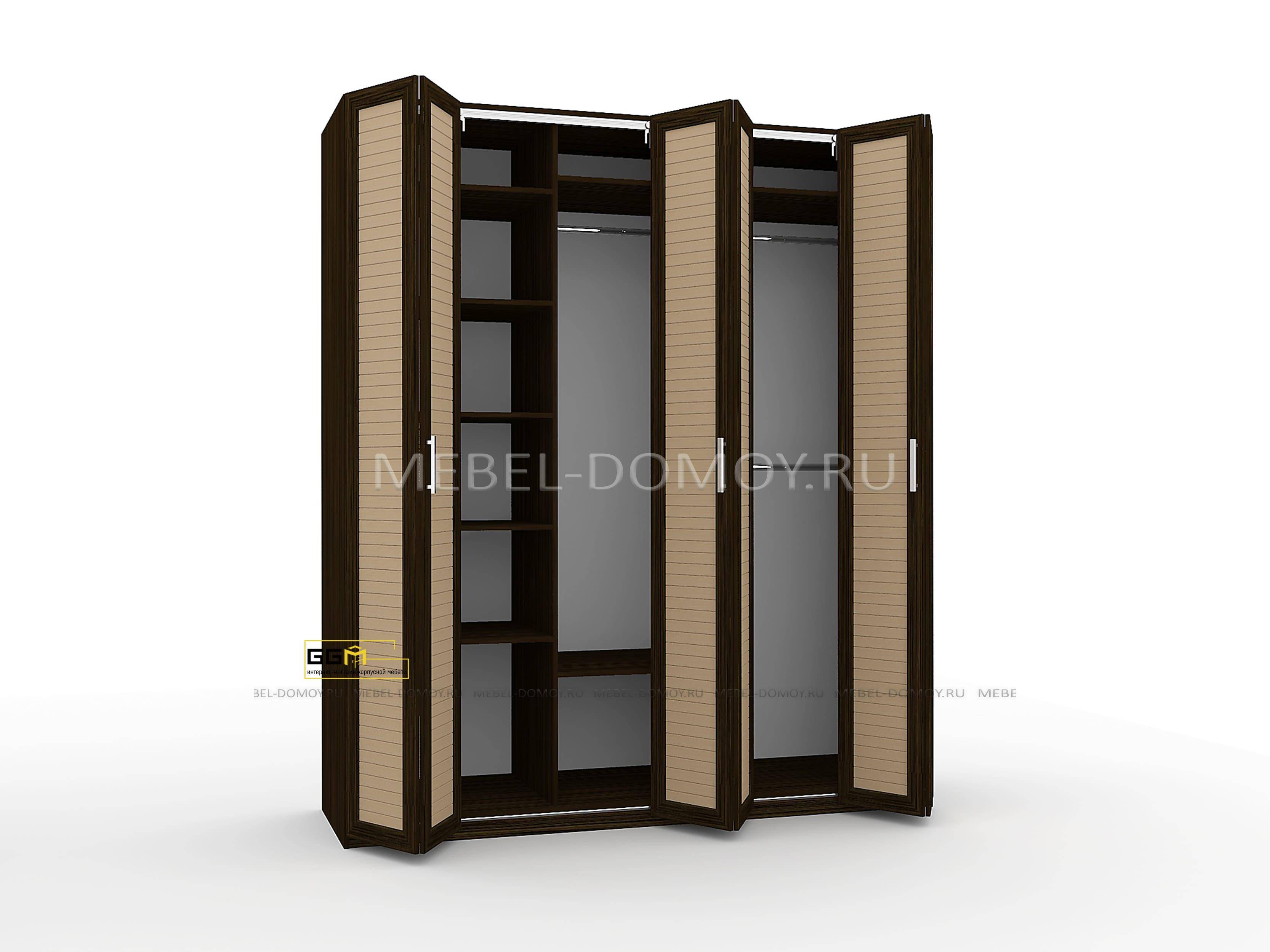 Шкафы с дверями «гармошкой»: модели со складными дверями с механизмом «книжка» и зеркалом