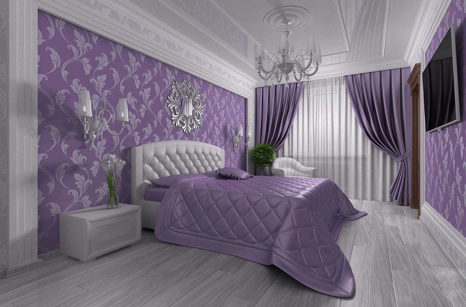 Многоликая эмоциональность фиолетовой спальни - 83 фото примера