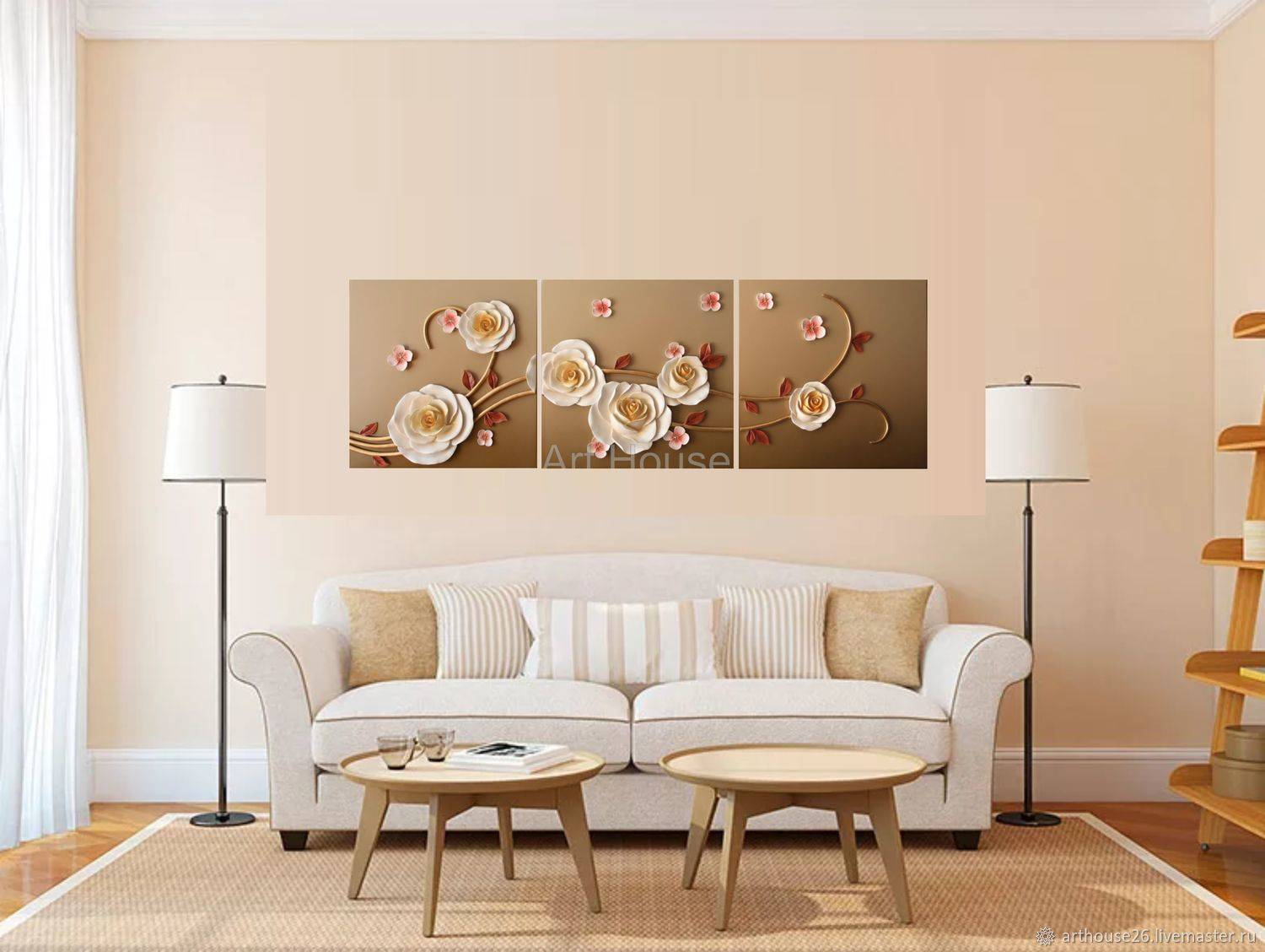Картины в интерьере гостиной: тонкости декора стен