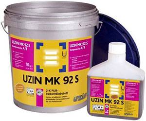 Двухкомпонентный полиуретановый клей: паркетный 2-х компонентный продукт, варианты для паркета, продукция марки uzin мк 92 s на полиуретановой основе