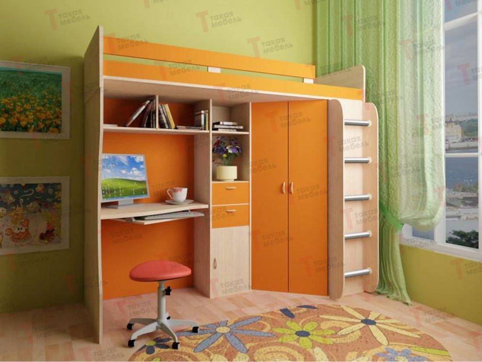 Двухъярусная кровать со столом и шкафом для детей: виды моделей, какую выбрать