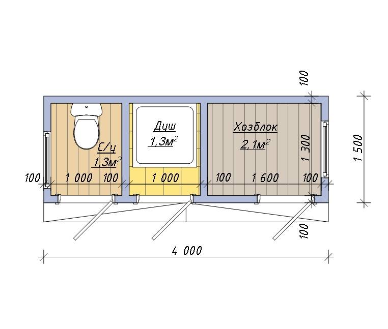 Бытовки дачные двухкомнатные с туалетом и душем: планировка, обустройство