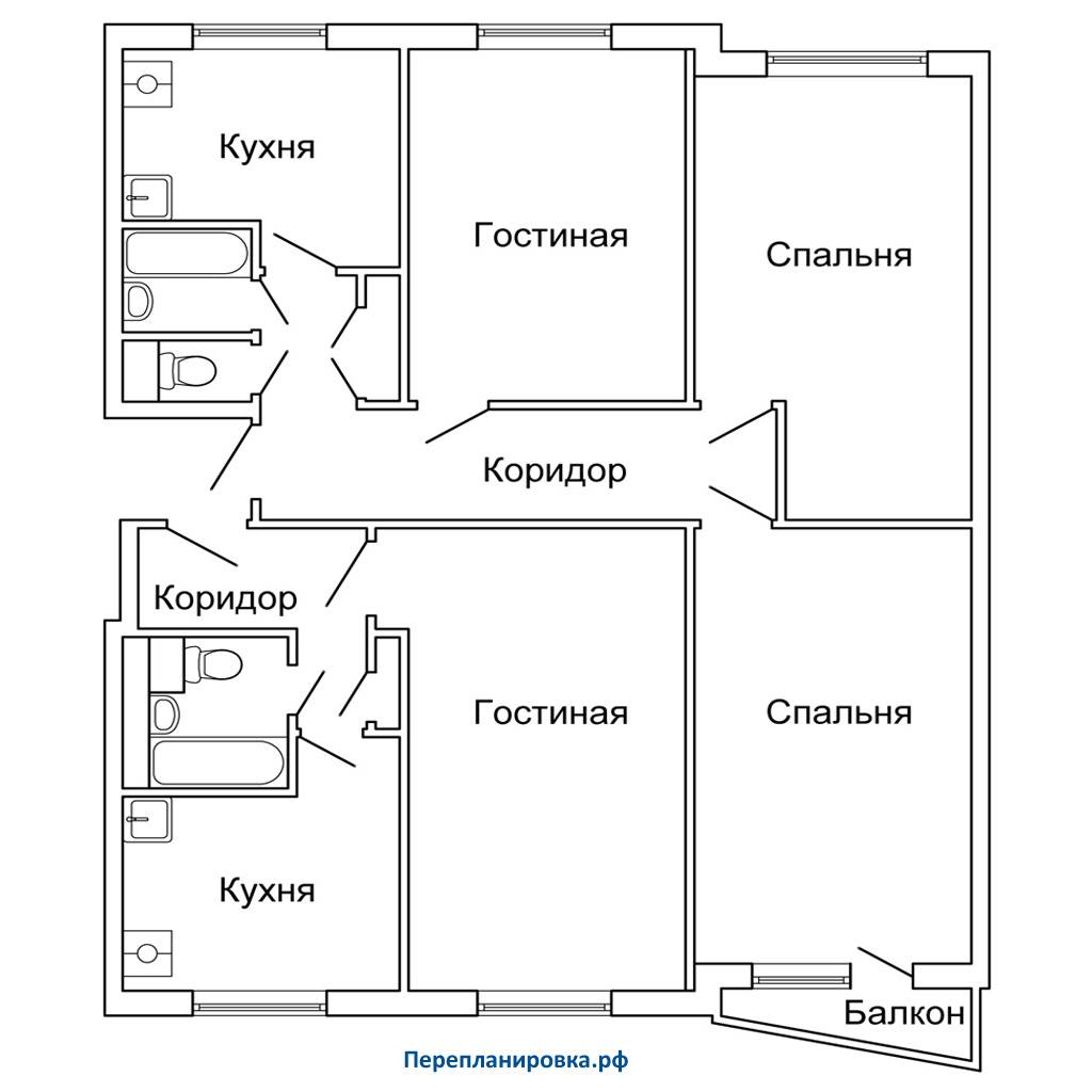 Схема 2х комнатной квартиры