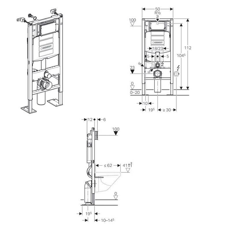 Монтаж подвесного и напольного унитаза с инсталляцией: схема установки