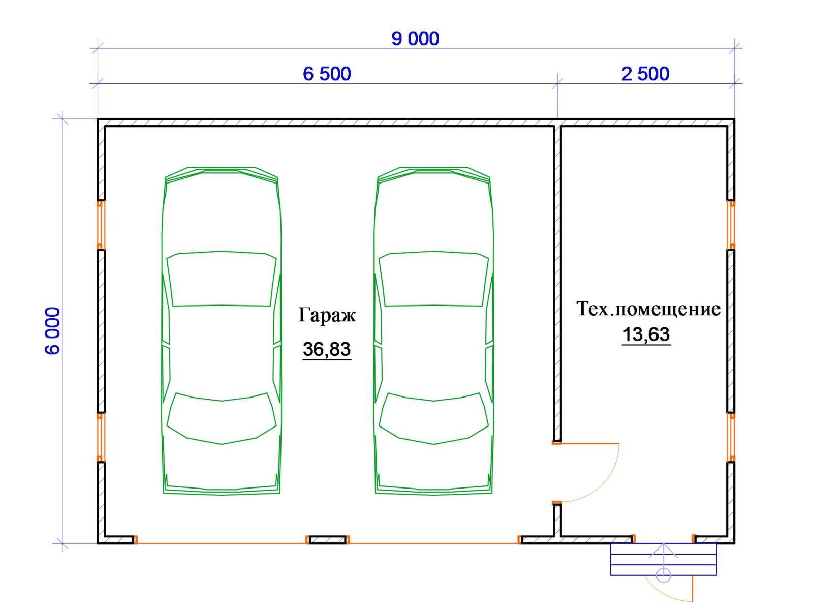 Оптимальная ширина гаража на 2 машины с двумя воротами