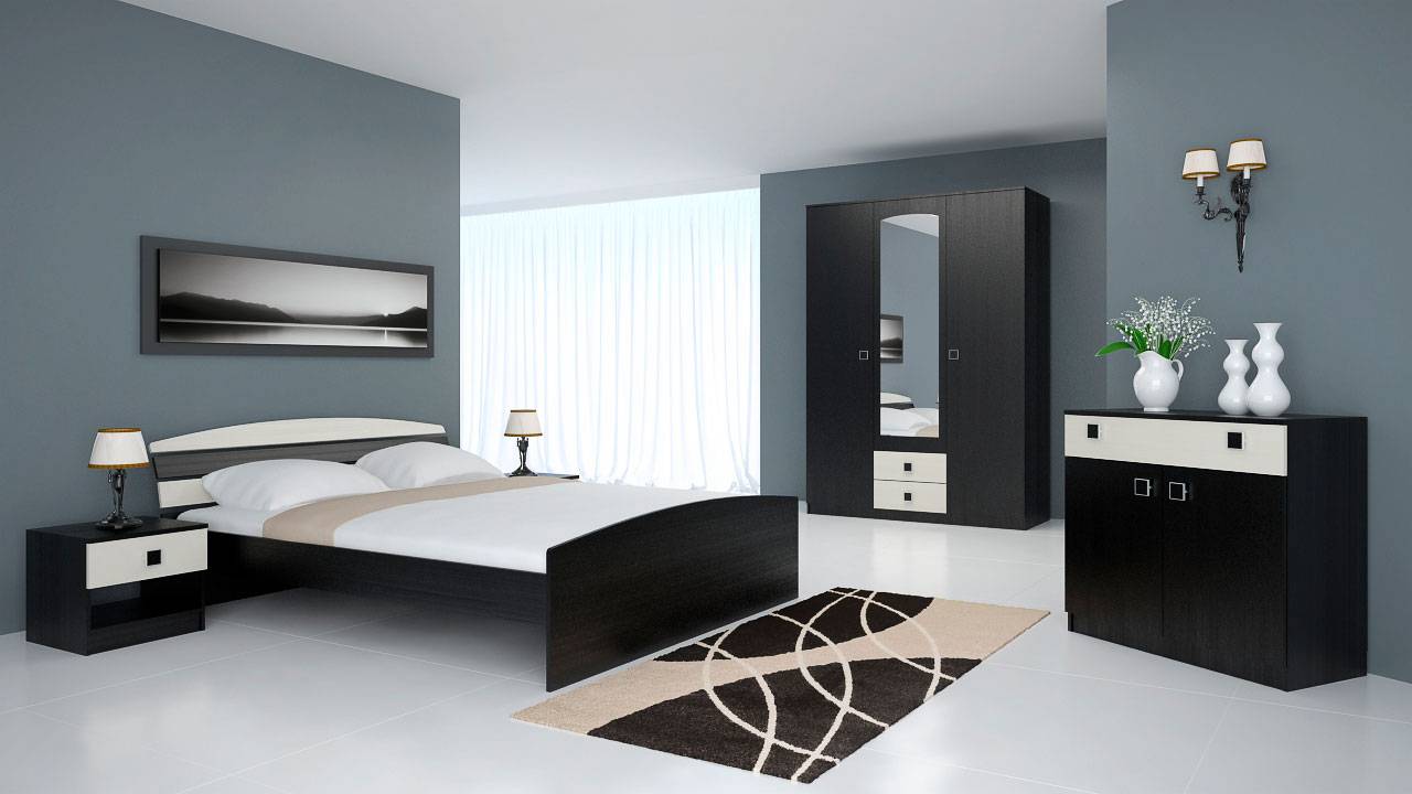 Спальный гарнитур (85 фото):комплект мебели с угловым шкафом, дизайн 2021 новинки