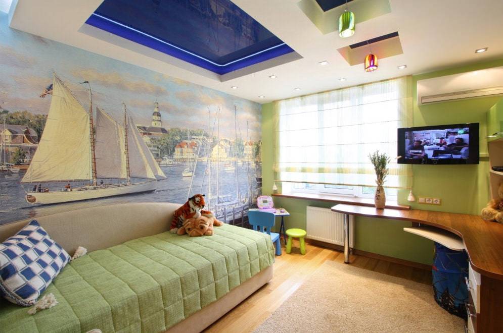 Потолок в детской комнате – варианты оформления