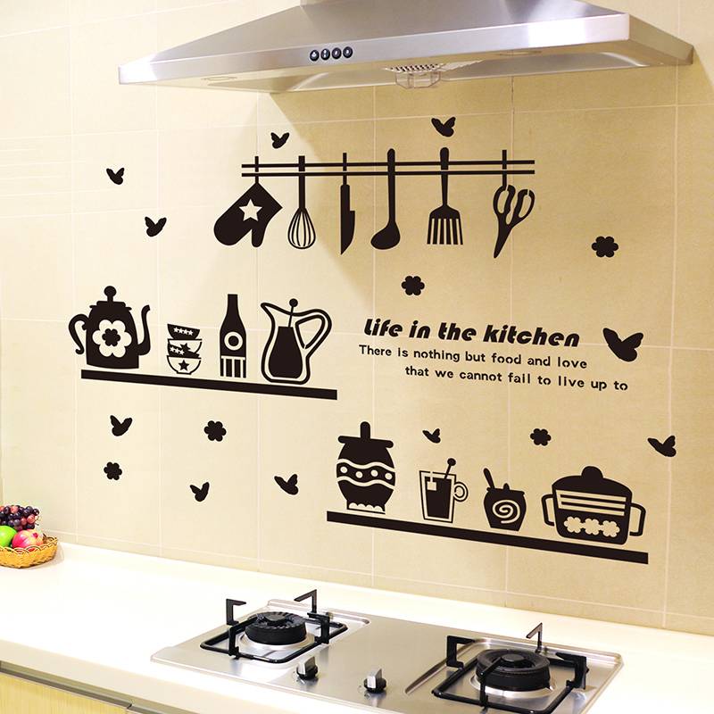 Наклейки на стену для кухни (36 фото): виниловые кухонные постеры