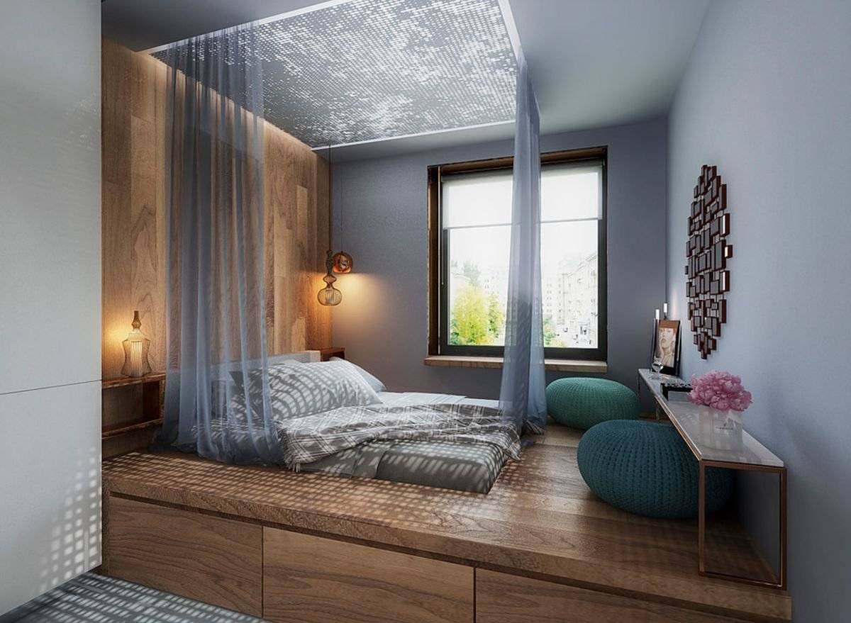 подиум для кровати в маленькой комнате