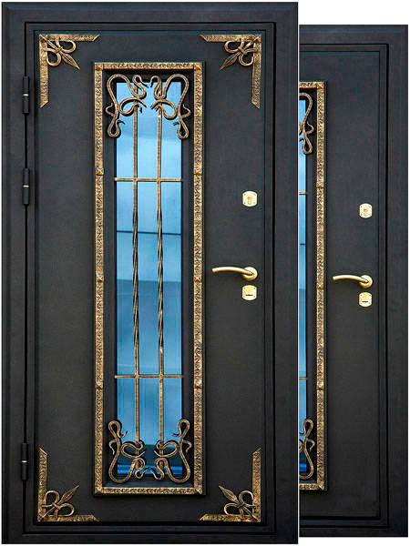 Кованые двери (42 фото), входные железные модели со стеклом и коваными элементами, изделия с ковкой.