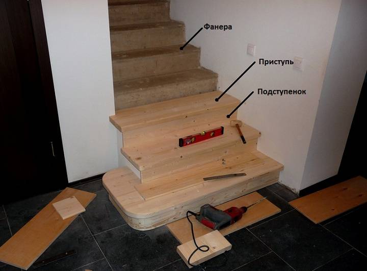 Особенности и технология отделки бетонной лестницы деревом