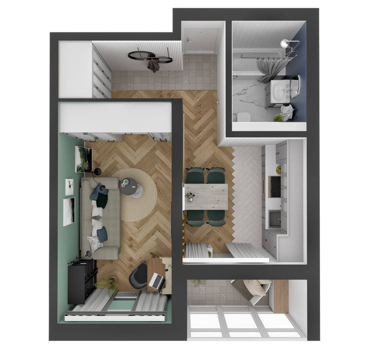 Дизайн интерьера однокомнатной квартиры хрущевки. фото