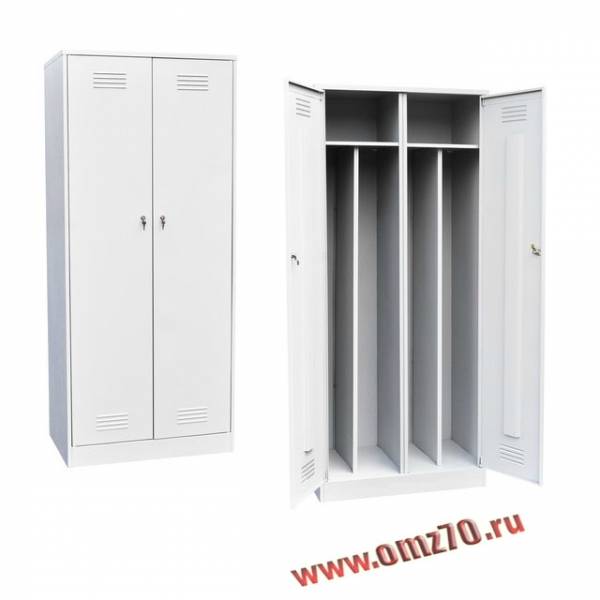 Металлический гардеробный шкаф: двухсекционный сварной шкафчик для одежды, 2 секции