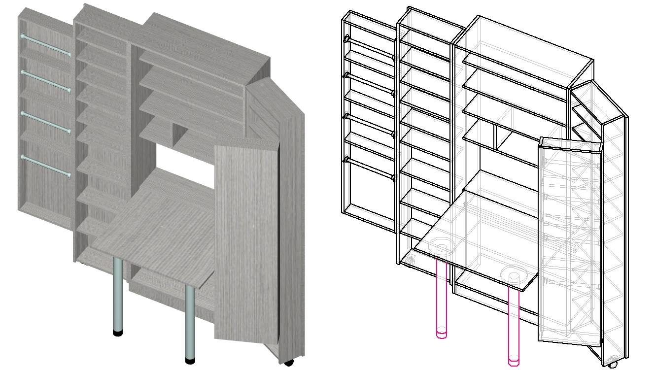 Шкафы для рукоделия (28 фото): складной шкаф-трансформер для шитья, мебель с откидным столом