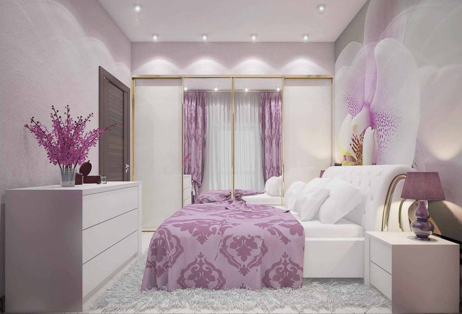 Фиолетовая спальня - 150 фото лучших новинок дизайна спальни фиолетового цвета