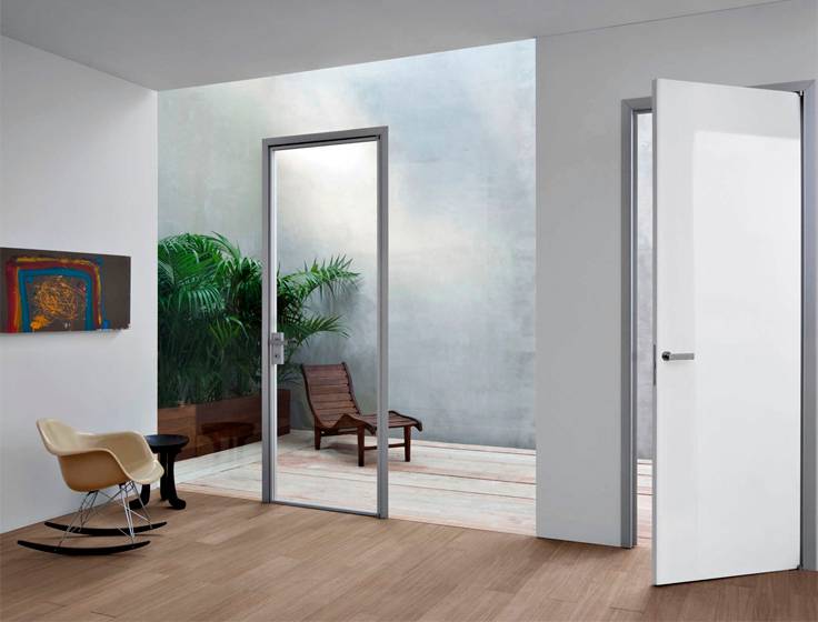 Маятниковая дверь в современном интерьере: популярные двухстворчатые пластиковые и алюминиевые модели, двустворчатые конструкции из пвх, их отличия от распашных межкомнатных дверей