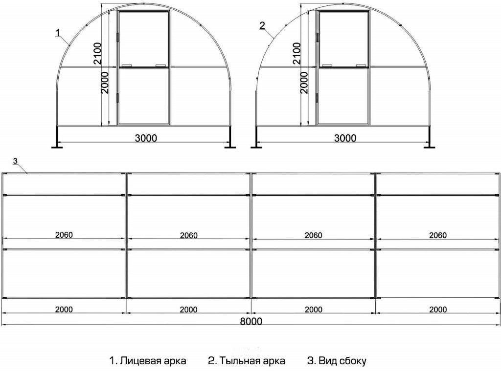 Изготовление теплицы из профильной трубы: конструкции, размеры и чертежи