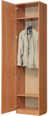 Одностворчатые шкафы: однодверные модели для одежды с полками и зеркалом, со штангой и вешалкой