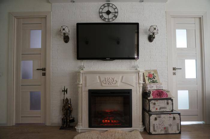 Гостиная с камином и телевизором — 50 фото интерьеров дизайна