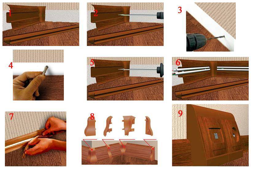 Монтаж деревянного плинтуса - несколько вариантов пошагово