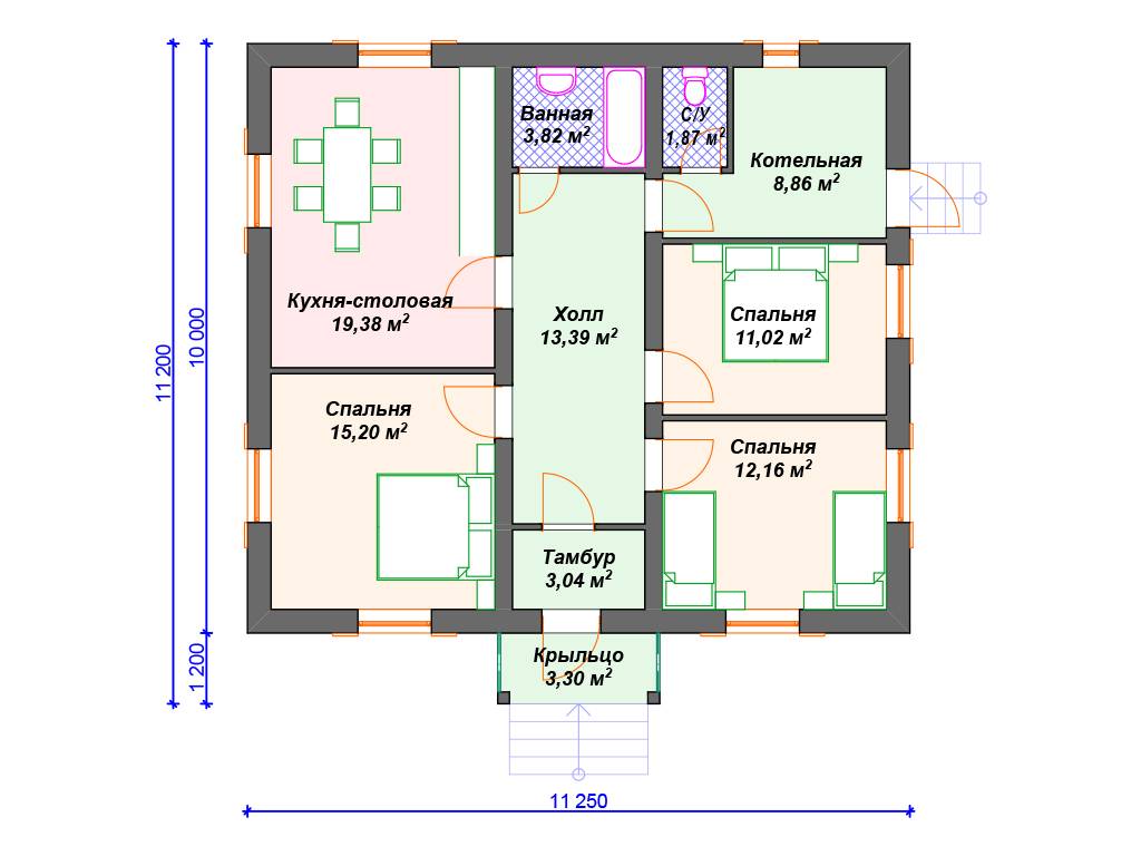 Проекты домов и коттеджей 9 на 12 метров, 9х12