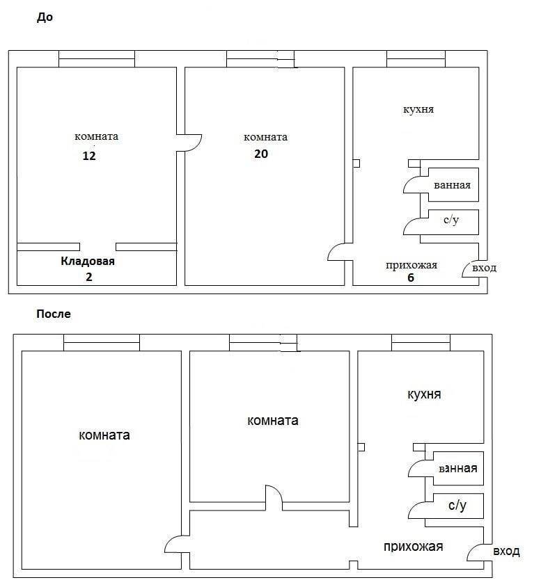 Планировка 3 комнатной квартиры (серии п 44, чешка, распашонка): с размерами, улучшенной планировкой и в новостройках