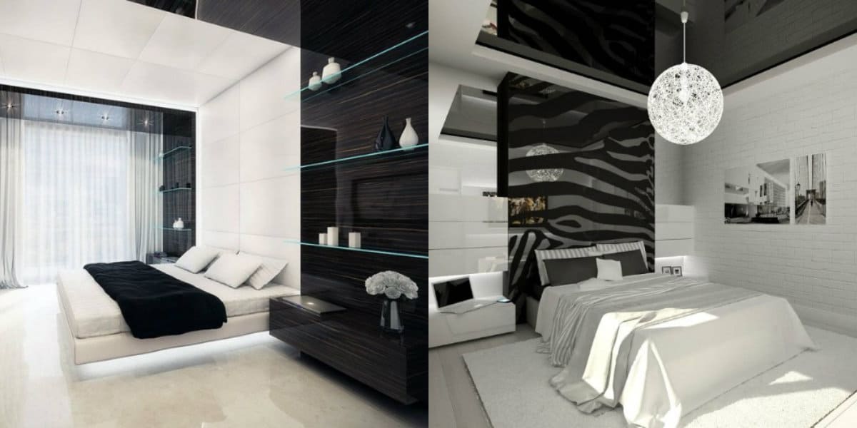 Черно-белая спальня: варианты сочетания интерьера. 125 фото новинок дизайна спальни в черно-белых тонах